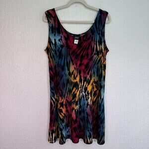 Vintage Jostar Dress Womens XL Tie Dye Tank Swing Boho Travel Flowy Made in USA